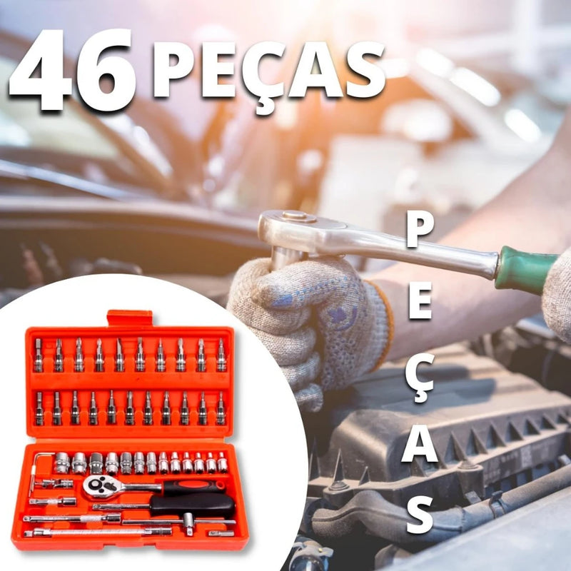 Kit 46 Chave Catraca Jogo De Soquetes Allen Torx Ferramentas